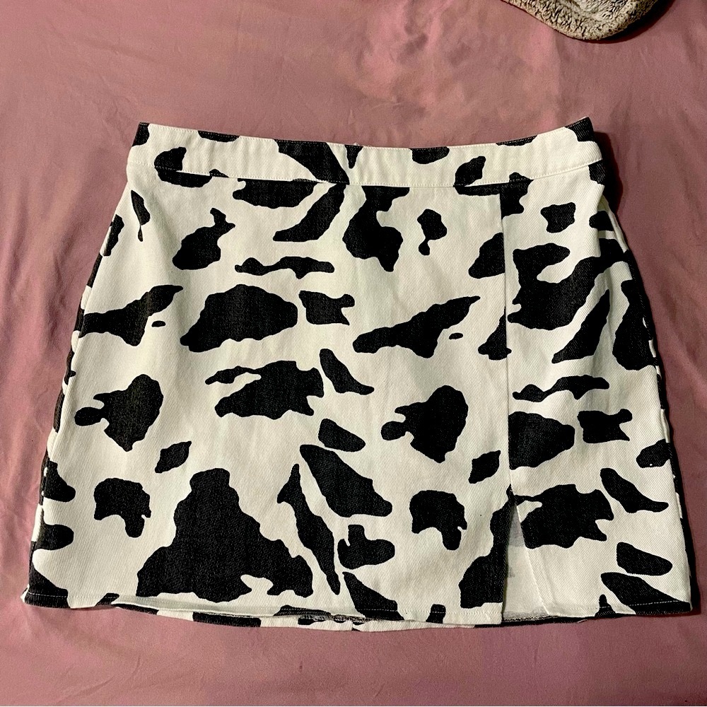 Le Lis cotton Cow Print Mini Skirt